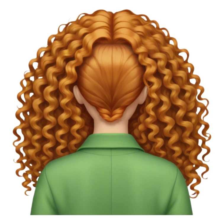 Ginger long curly hair lady with green clothes from the back sticker