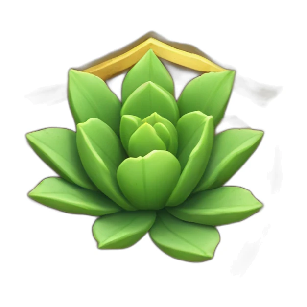 a succulent inside a shield with a golden border which has a ring of shrubbery around it sticker