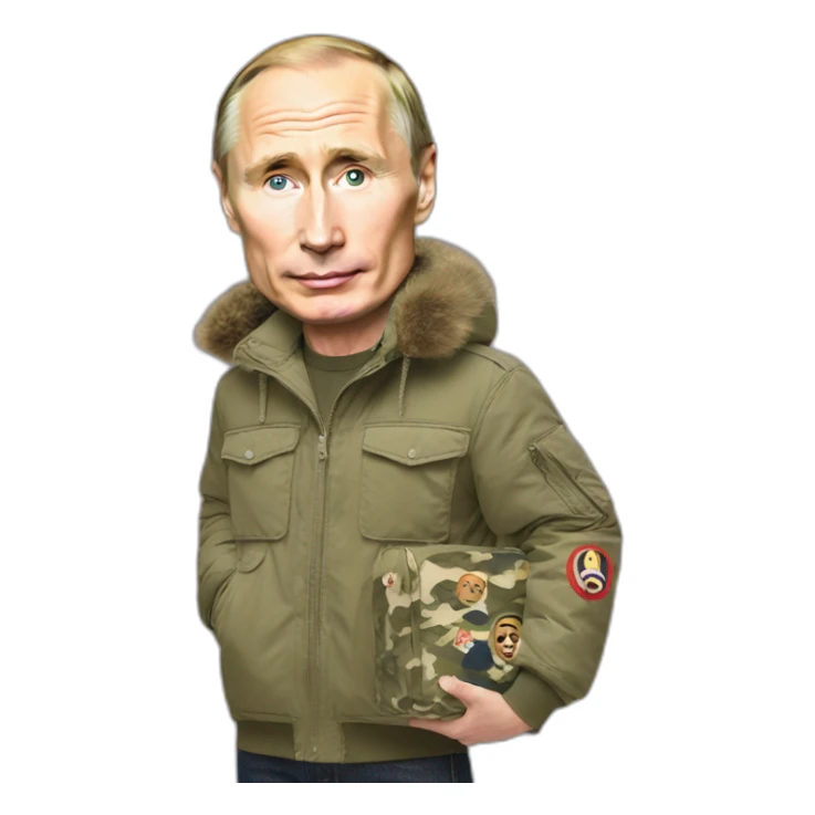 putin holds bape sta in his hands sticker