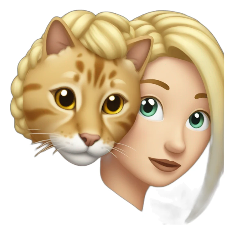 tabby cat massaging blonde woman's head sticker
