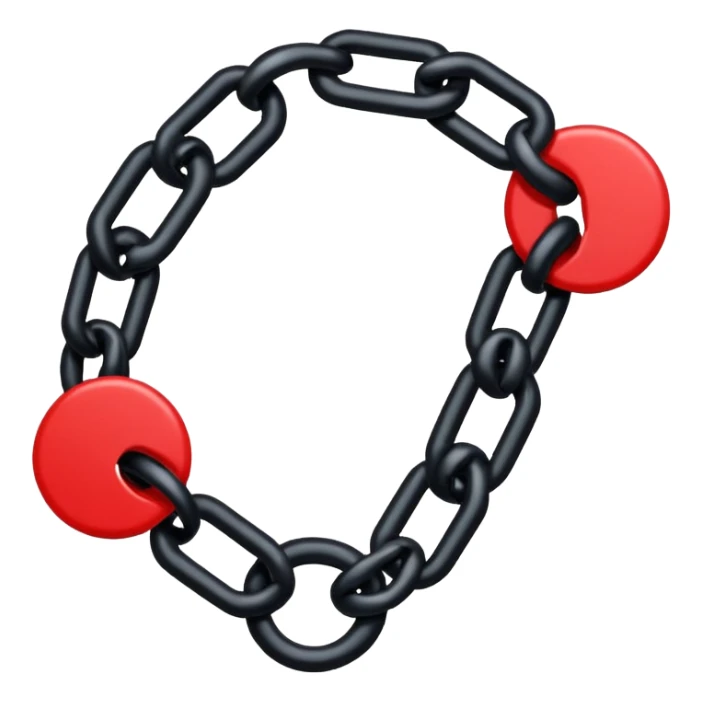 iOS sticker, broken chain, black links, red break, minimal sticker