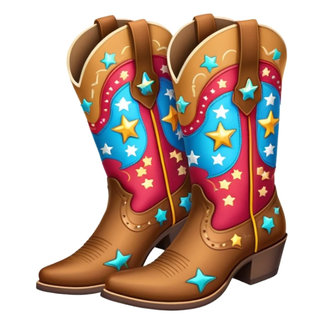 colorful fancy cowboy boots with stars and western patterns sticker