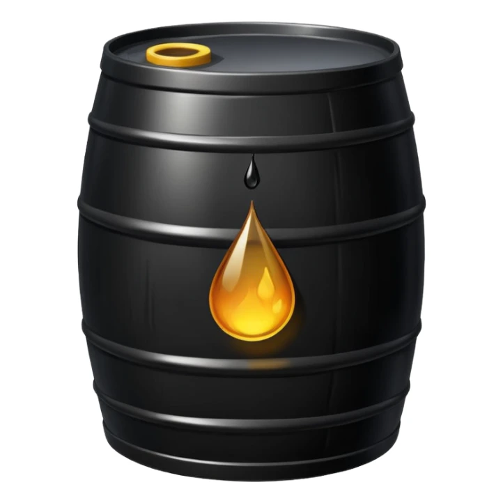 generate an ultra realistic black metal barrel without rust and with a black drop of oil on it sticker