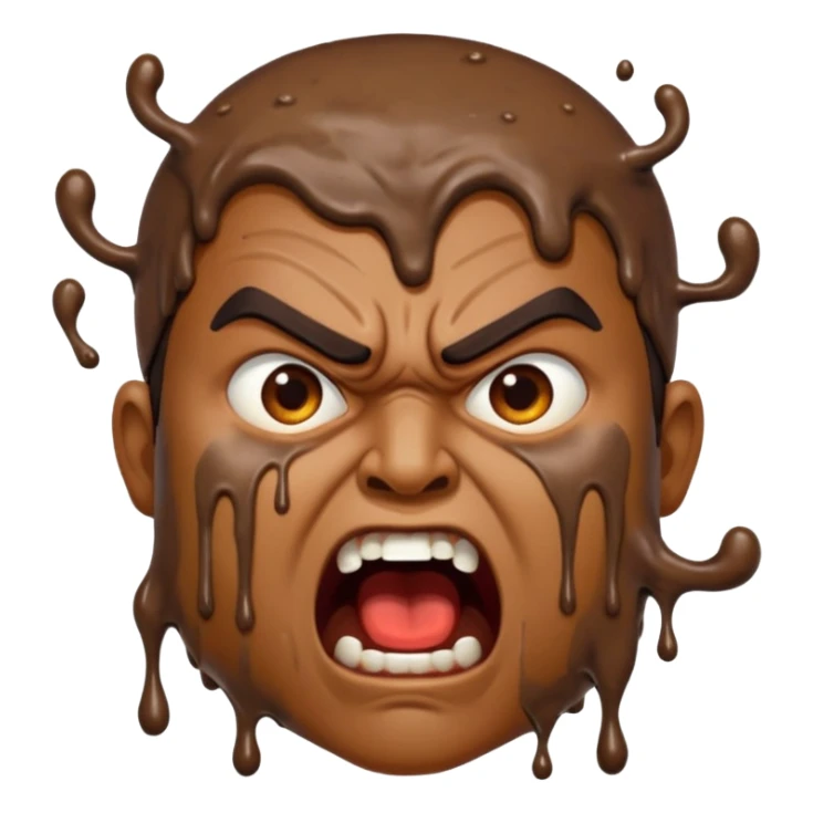 Indian man very dirty with brown slime. Angry screaming with rage sticker