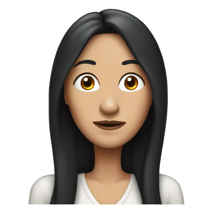 middle aged women with long black hair, long nose sticker