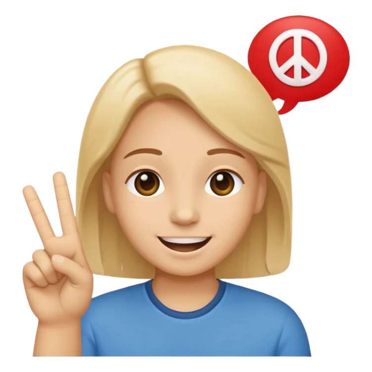no worries emoji, cheerful face with a peace sign, with a speech bubble saying 'no worries' sticker