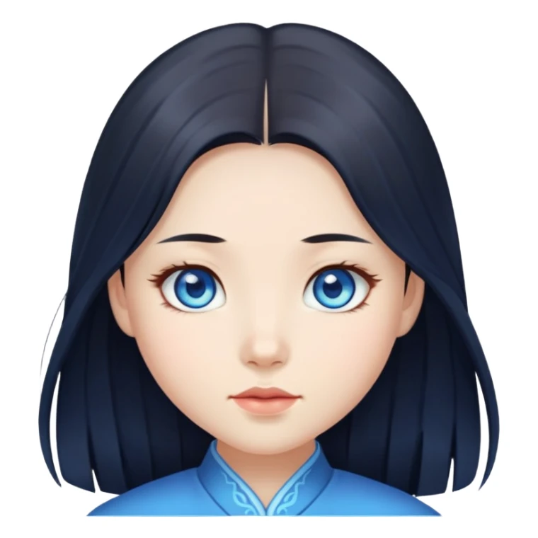 Chinese girl with blue eyes and long dark hair  sticker