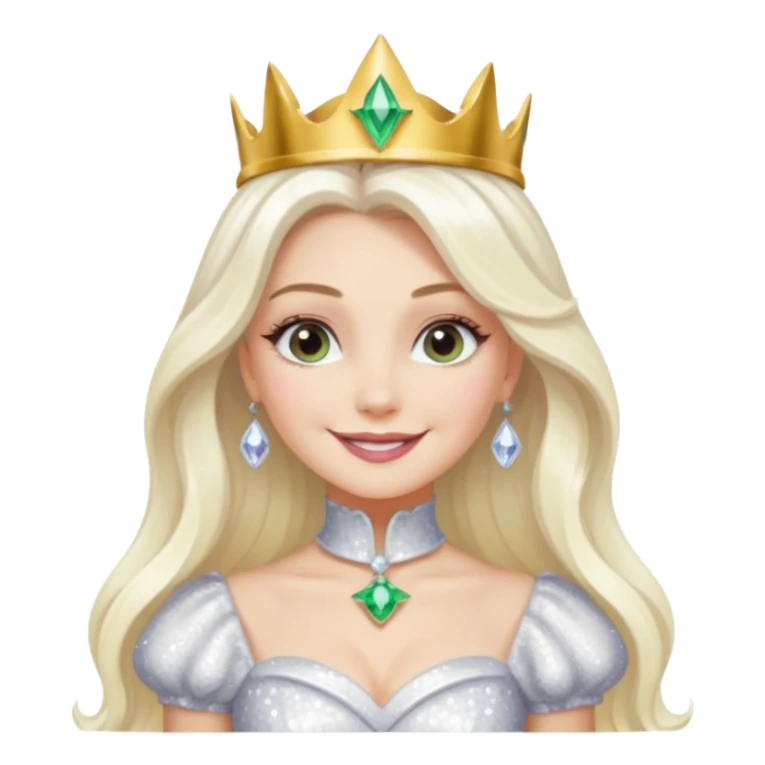 The Good Witch from Oz with long white blonde hair, white sequin outfit sticker