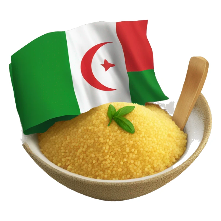 Couscous meal with Algerian flag sticker