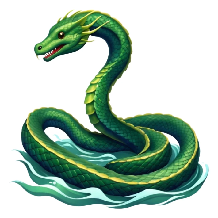 Sea Serpent – Long green snake-like monster rising from water sticker