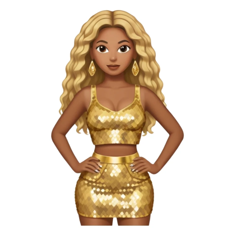 Beyonce with gold crop top and skirt sticker