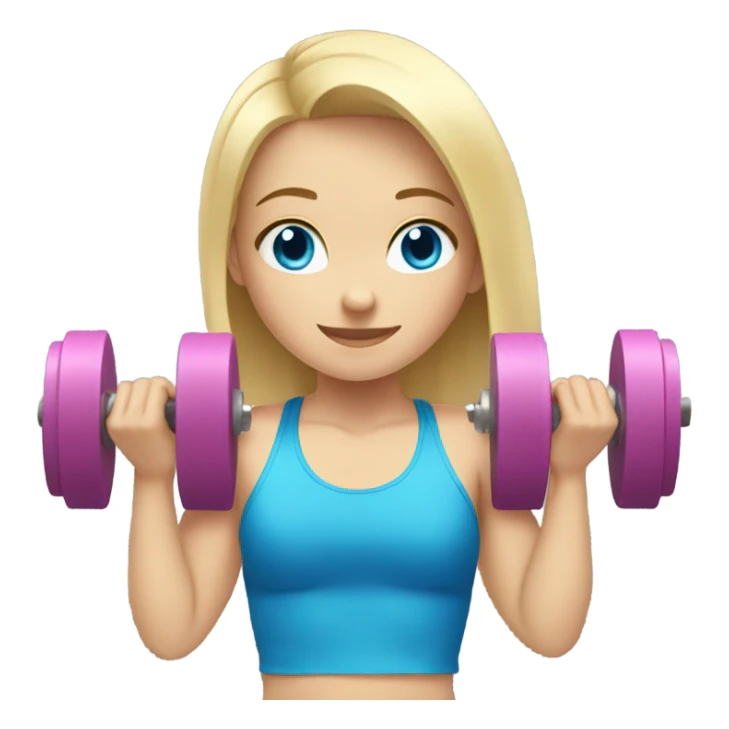 Blonde hair blue eyes girl lifting weights sticker