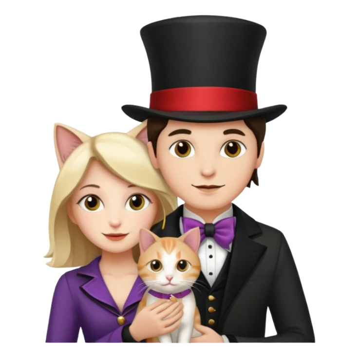 magician couple and their pet cat sticker