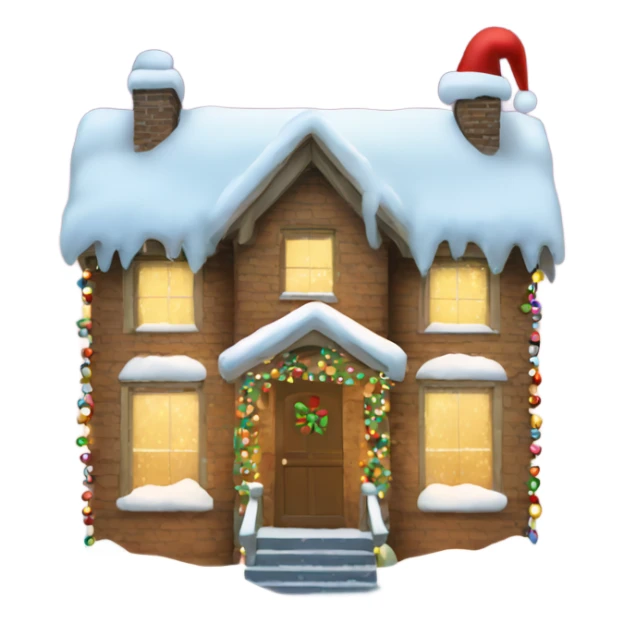 Christmas house wrapped in christmasmlights covered in snow sticker