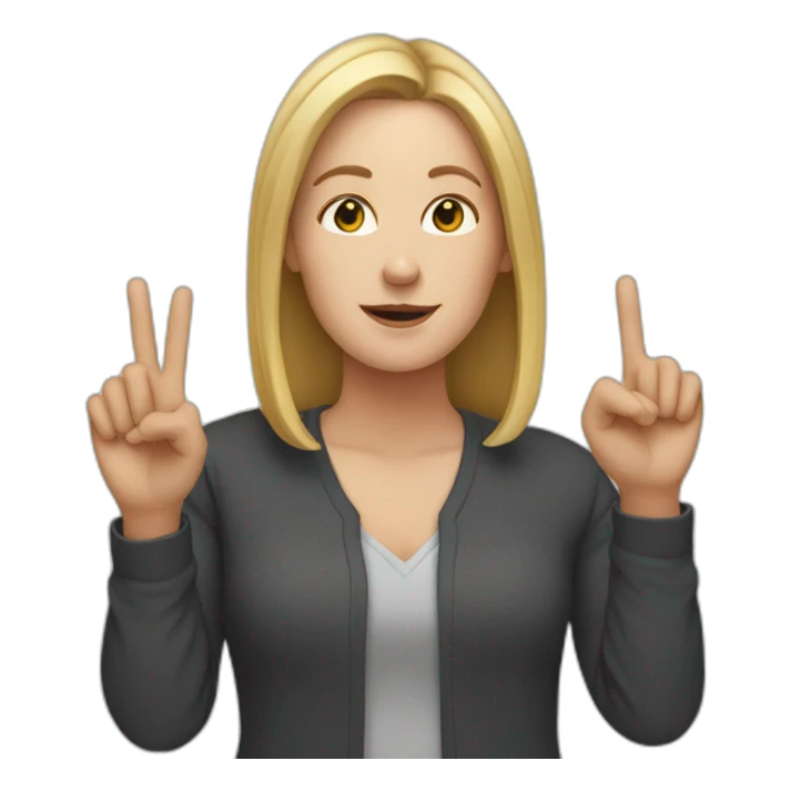 white woman ups two fingers sticker