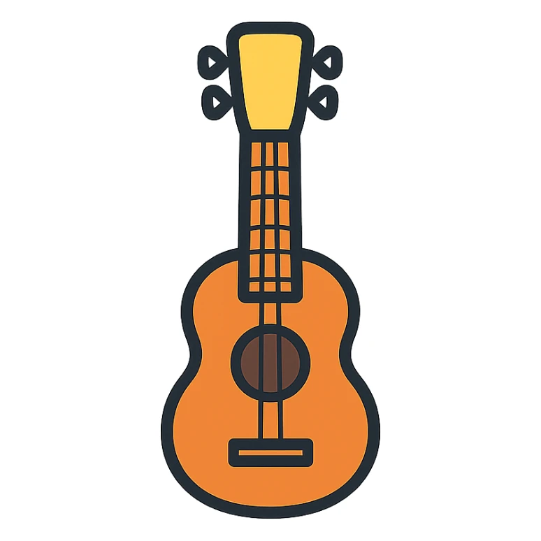 ukelele, lineal color icon, minimal and elegant style sticker