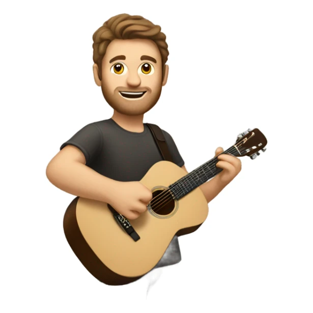 Caucasian now with brown hair playing acoustic guitar sticker