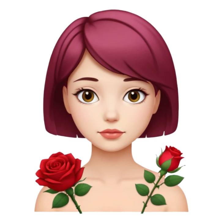 A beautiful girl with flowers rose Short hair  sticker