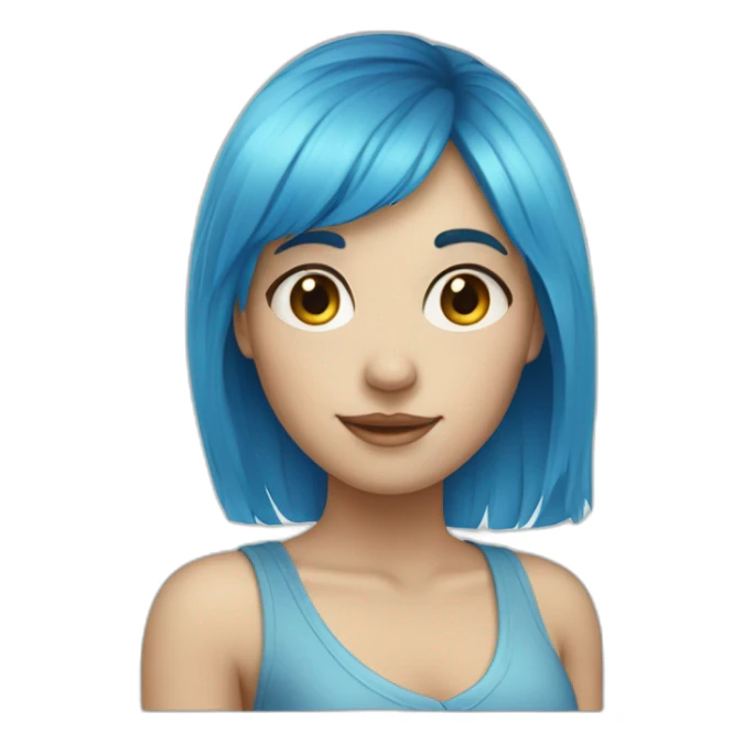 fair-skinned girl blue hair with bang sticker