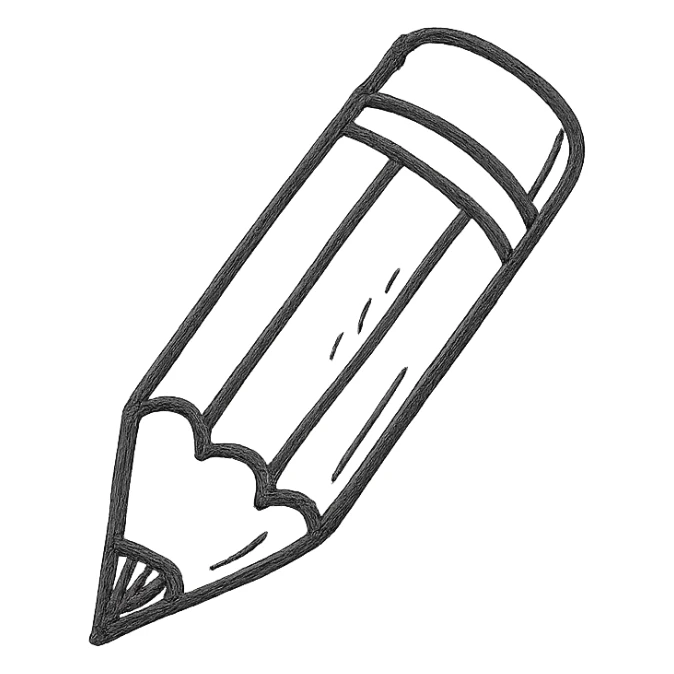 hand drawn outlined icon of a pink pencil, no fill, thick lines sticker