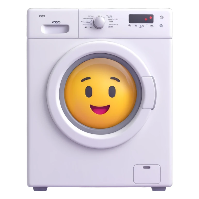 washing machine, 3D emoji style, realistic details sticker