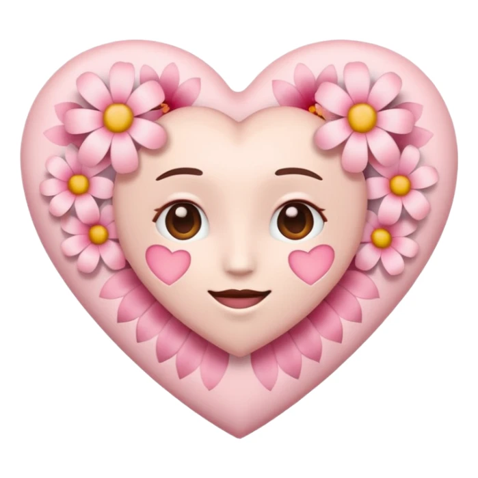 Emoji white heart with pink flowers sticker