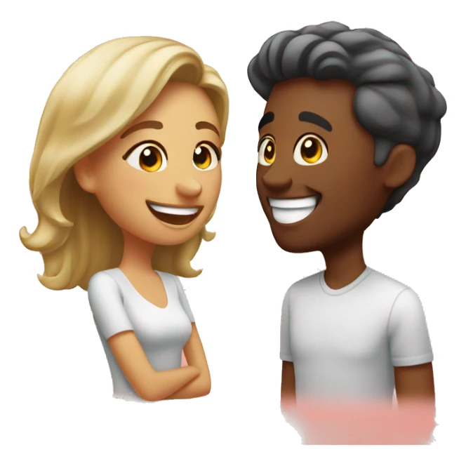 happy couple with playful smiles emoji style sticker