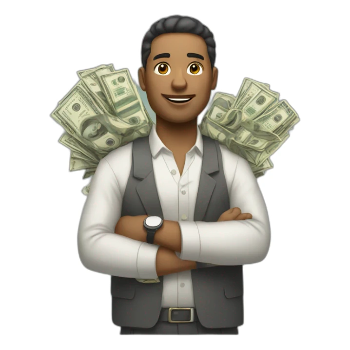 trader with a lot of cash money sticker