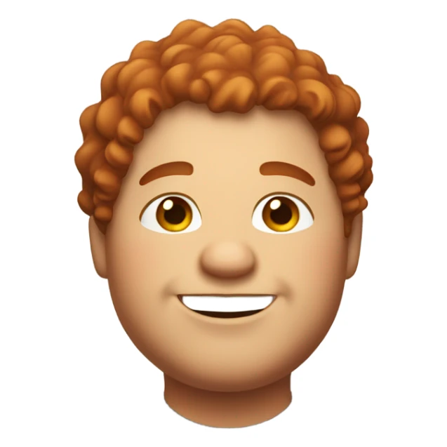 Bading redish curly hair guy with corners in the hair chubby smiling sticker