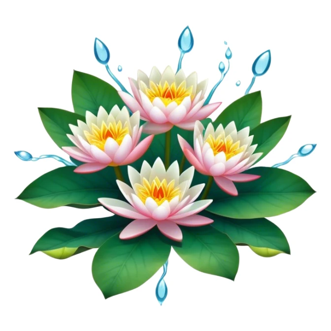luxuriant, bouquet Water Lily, stem, Water Lily leaf sticker