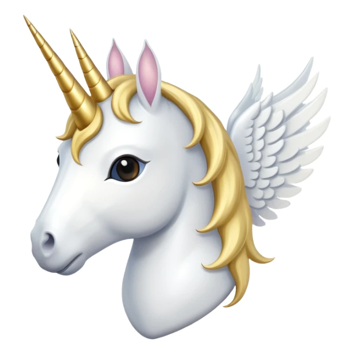 White heart with gold unicorn horn & white wings sticker