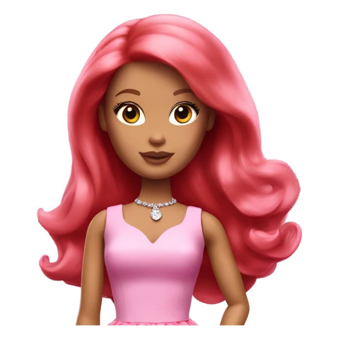 Barbie with red hair and a pink dress sticker