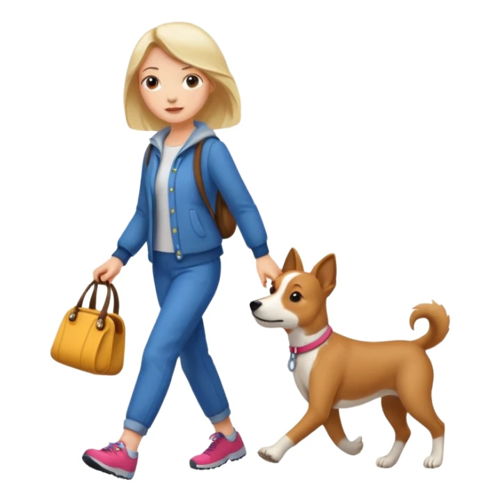 a girl walking her dog sticker