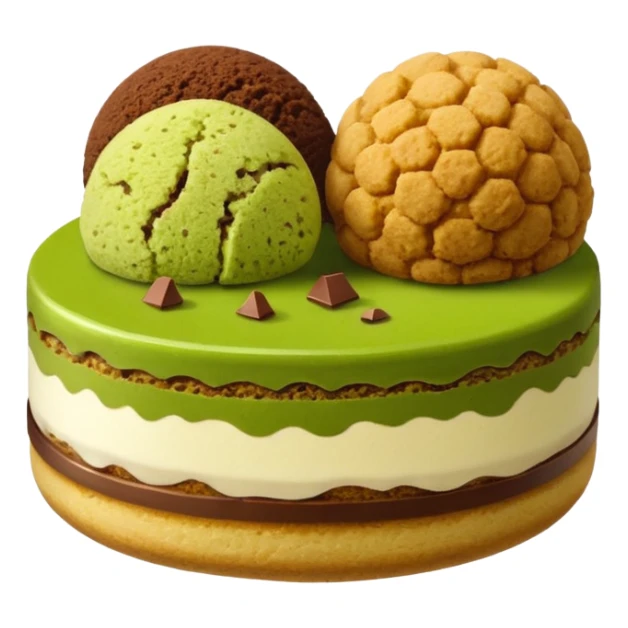 biscuit balls with matcha/chocolate/tiramisu topping + crumbs topping sticker