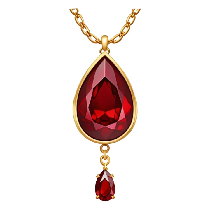 glowing wine-red garnet cradled by a delicate golden chain sticker