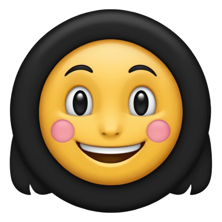 Um emoji circular preto com um sorriso branco sem emoção sticker