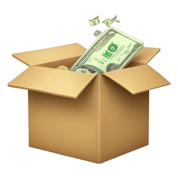 A Box with the words “Money in the box” written on it sticker