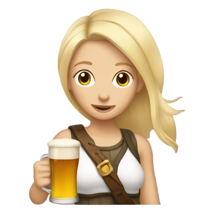 Blonde hair girl drinking a beer sticker