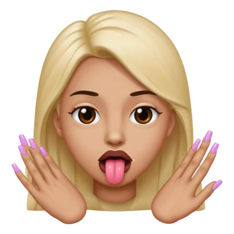 An emoji with 🌚 nails pookie and tongue sticker