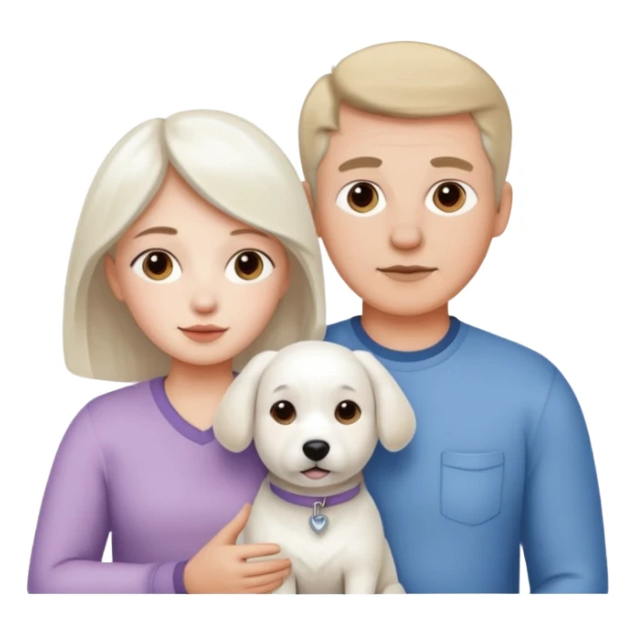 parents, daughter and a white dog sticker