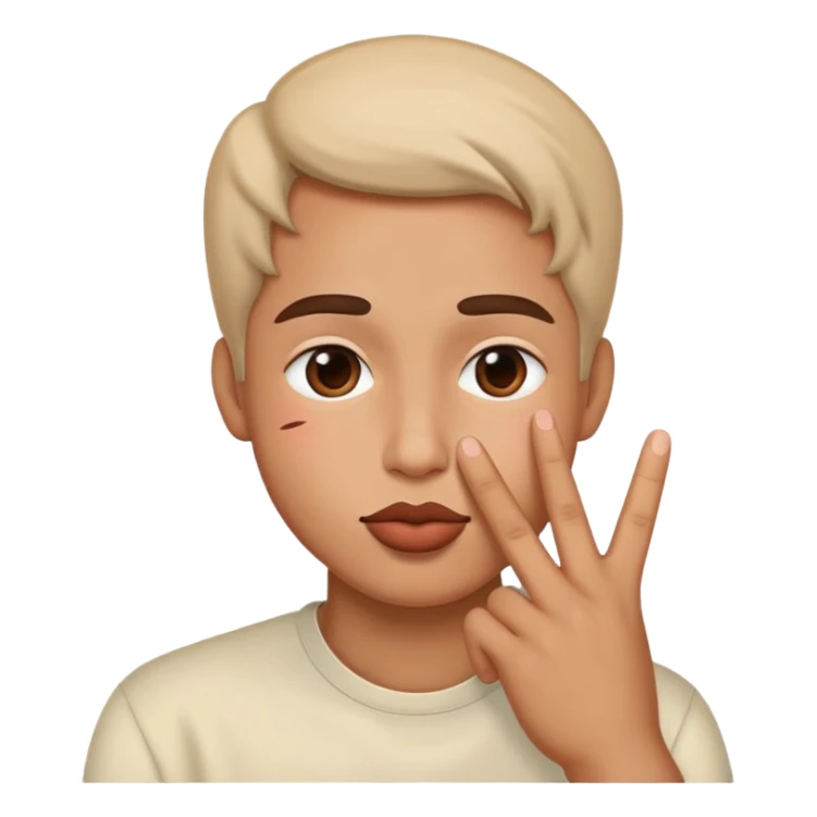 Kiss face peace sign sticker