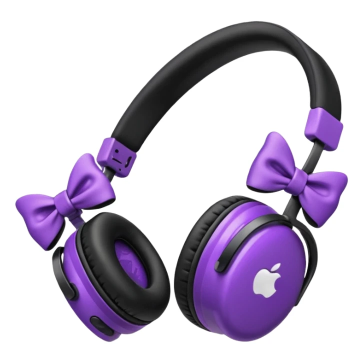apple air max headphoness with bow on the right side black and purple  sticker