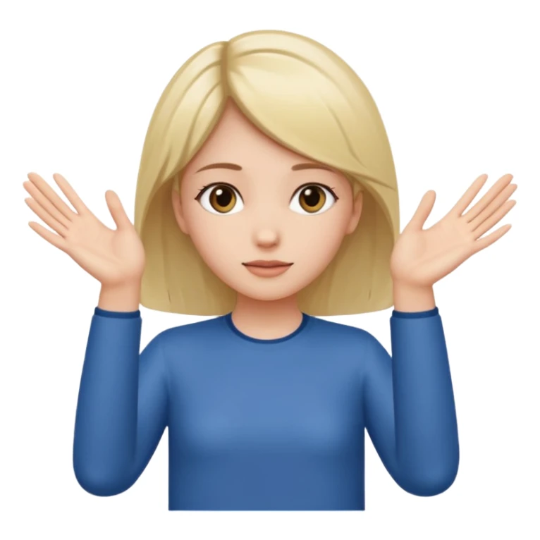 Girl with two hands in front out palms facing upwards and hands in front of her LOWER and her left hand slightly lower than her right hand and hands should face more towards the viewer sticker