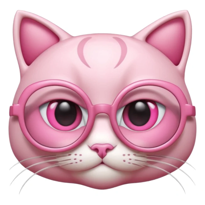 A 3D cartoon rose-pink eye spectacle, glossy curved frame, soft reflections, isolated on plain background, Memoji-style. Negative : Cat. sticker