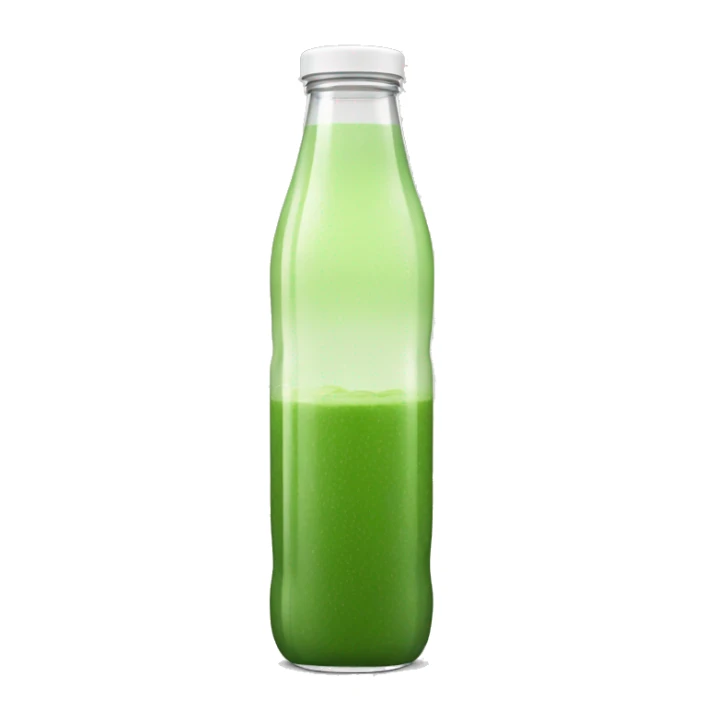 aesthetic green juice in tall clear drink bottle with white lid realistic soft textures sticker