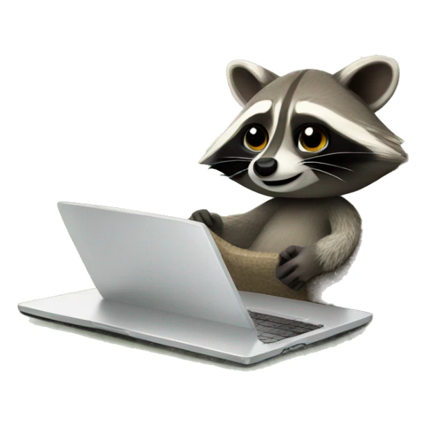 raccoon works on a laptop in a hammock sticker