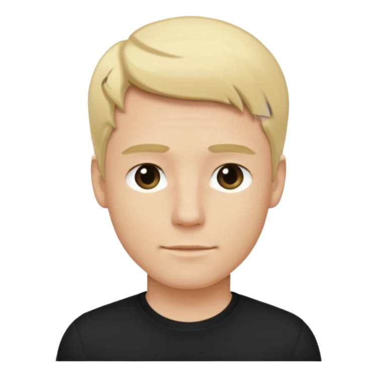 Create a standing man with blond hair and a black shirt, in iOS 18 style.” sticker