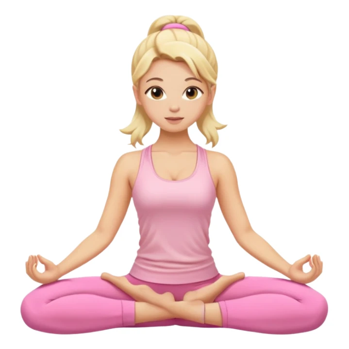 blonde yoga girl light pink clothes n sticker
