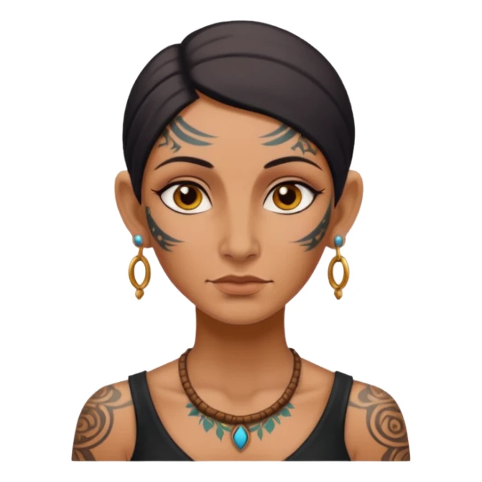 ancient woman with tatooed and blank ear sticker