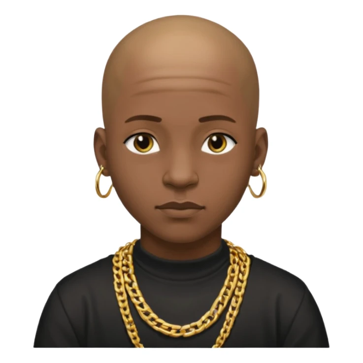 Young African rapper, bald with chain, without ear piercings/ jewelry  sticker